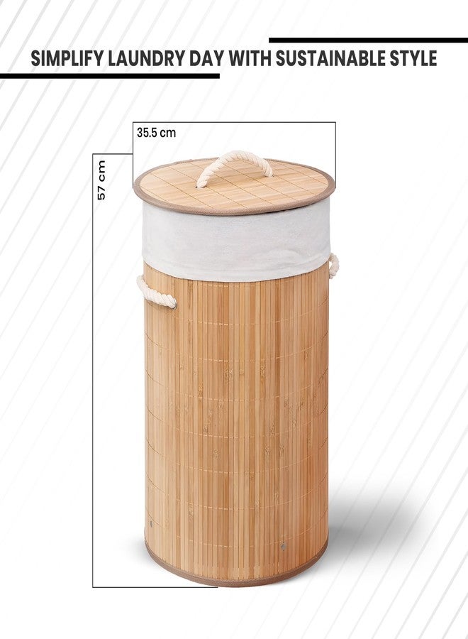 iBELL Foldable Bamboo Laundry Basket with Lid | Sustainable & Eco-Friendly | Travel Essential | Solid Laundry Basket | Easy to Carry (1 Pc, Wood Finish) - Image 5
